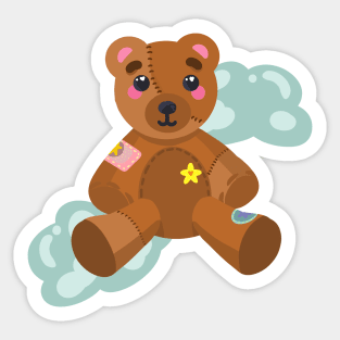 cute little sewed teddybear plushy design Sticker